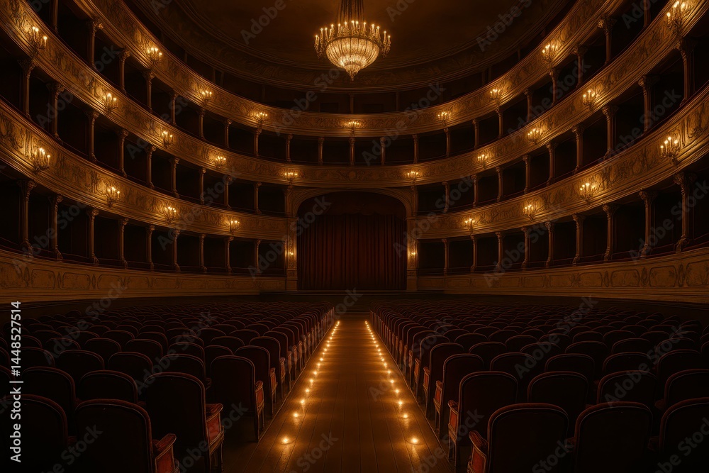Elegant Amphitheater with Warm Ambiance and Lavish Lighting Effects