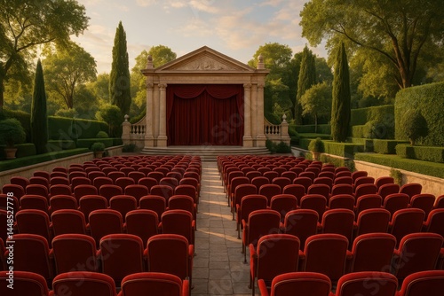Obraz na płótnie Grand Open Air Theater Surrounded by Lush Greenery and Seating w salonie
