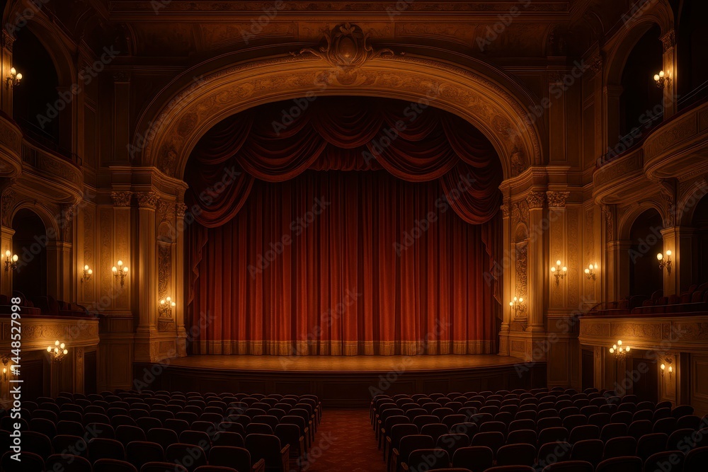 Elegant Interior of a Lavish Vaudeville Theater Stage