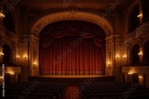 Obraz na płótnie Elegant Interior of a Lavish Vaudeville Theater Stage w salonie