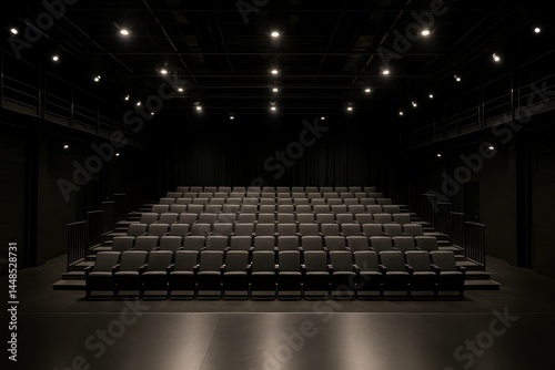 Obraz na płótnie Empty Theater at Night with Simple Design and Dim Lighting w salonie