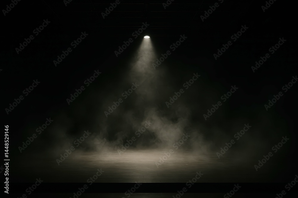 Minimalist Stage with Spotlight and Smoke for Dramatic Effect