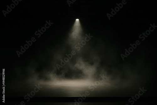 Minimalist Stage with Spotlight and Smoke for Dramatic Effect