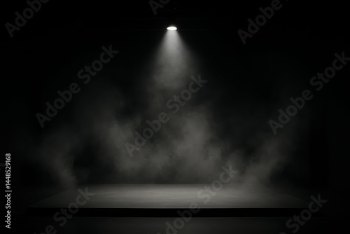 Obraz na płótnie Minimalist Stage with Spotlight and Fog Effects for Performances w salonie