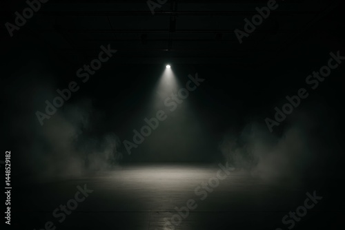 Obraz na płótnie Minimalist Stage with Spotlight and Fog for Dramatic Presentations w salonie