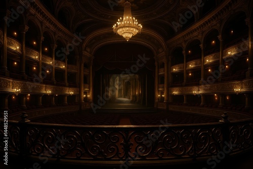 Obraz na płótnie Elegant Opera House Interior at Night with Dramatic Lighting w salonie