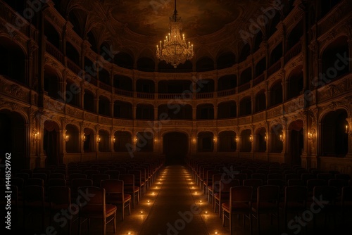 Obraz na płótnie Enchanted Baroque Theater with Candlelit Ambiance and Elegant Design w salonie