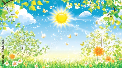 Springtime meadow scene