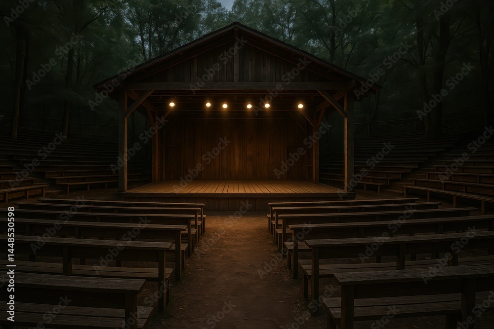 Serene Open-Air Theater Under Dim Lights in a Peaceful Setting