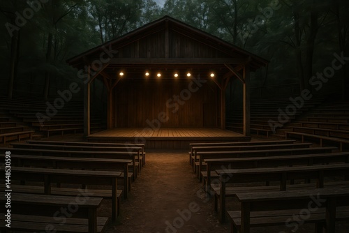 Obraz na płótnie Serene Open-Air Theater Under Dim Lights in a Peaceful Setting w salonie