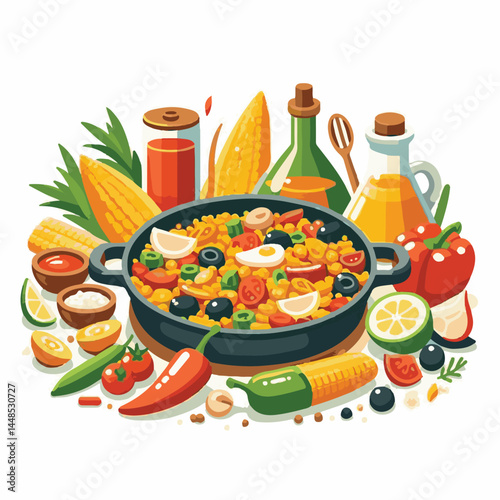rice, paella, dish, meal, spanish, cuisine, food, seafood, pan, dinner, traditional, shrimp, mediterranean, spain, cooking, prawn, vegetable, cooked, background, plate, mussel, gourmet, shellfish, res