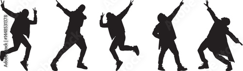 Energetic Silhouettes of Dancers Jumping and Posing