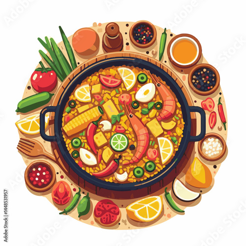 rice, paella, dish, meal, spanish, cuisine, food, seafood, pan, dinner, traditional, shrimp, mediterranean, spain, cooking, prawn, vegetable, cooked, background, plate, mussel, gourmet, shellfish, res