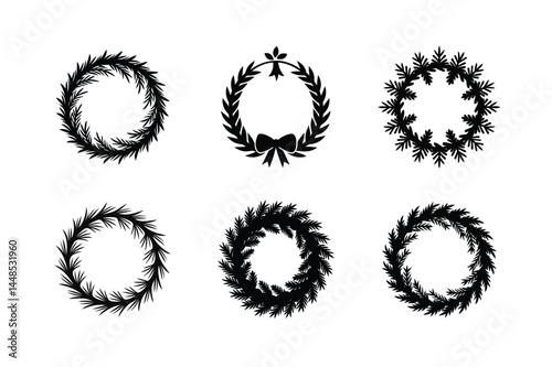 Christmas wreath silhouette vector  Bundle 