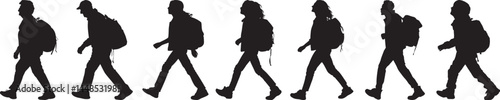 Hikers Walking Silhouettes Group Travel Adventure Backpacks