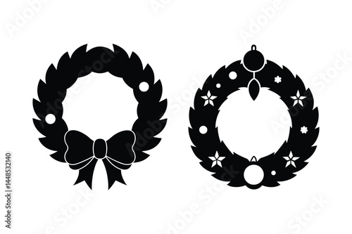 Christmas wreath silhouette vector  Bundle 