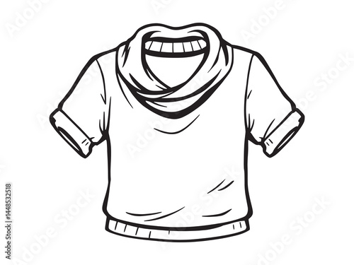 Cowl Neck line art icon simple abstract drawing representation