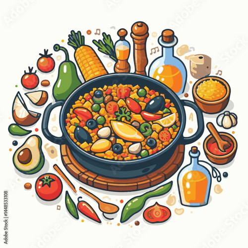 rice, paella, dish, meal, spanish, cuisine, food, seafood, pan, dinner, traditional, shrimp, mediterranean, spain, cooking, prawn, vegetable, cooked, background, plate, mussel, gourmet, shellfish, res