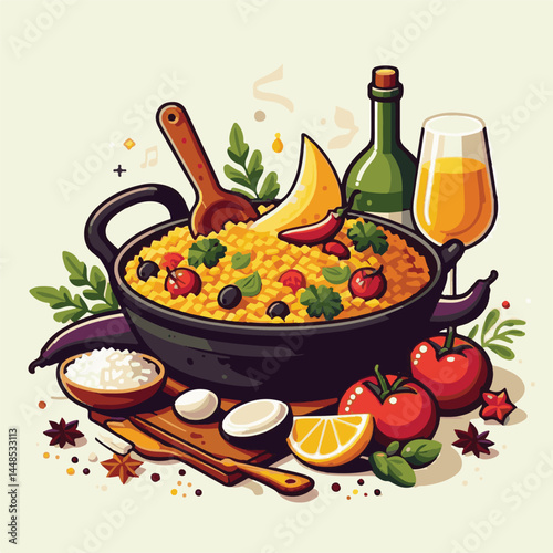 rice, paella, dish, meal, spanish, cuisine, food, seafood, pan, dinner, traditional, shrimp, mediterranean, spain, cooking, prawn, vegetable, cooked, background, plate, mussel, gourmet, shellfish, res