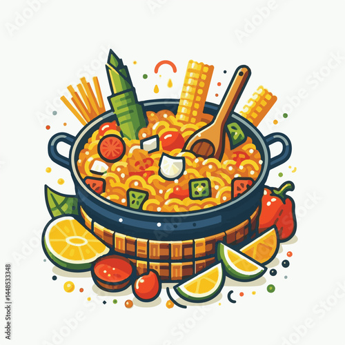 rice, paella, dish, meal, spanish, cuisine, food, seafood, pan, dinner, traditional, shrimp, mediterranean, spain, cooking, prawn, vegetable, cooked, background, plate, mussel, gourmet, shellfish, res
