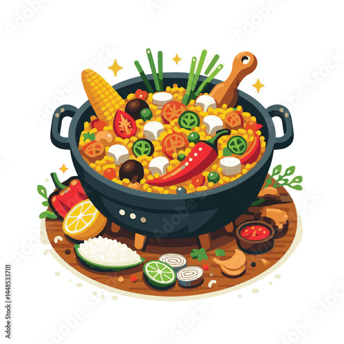 rice, paella, dish, meal, spanish, cuisine, food, seafood, pan, dinner, traditional, shrimp, mediterranean, spain, cooking, prawn, vegetable, cooked, background, plate, mussel, gourmet, shellfish, res
