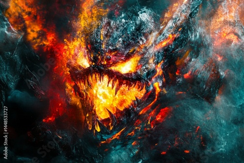 Obraz na płótnie Burning alive - nightmares, bad dreams: abstract image of physical state. Twisted imagination. Deep-seated fear. Metaphorical burning alive awareness of fear and despair. Sinister dreams. w salonie