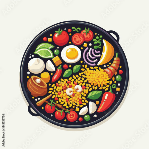 rice, paella, dish, meal, spanish, cuisine, food, seafood, pan, dinner, traditional, shrimp, mediterranean, spain, cooking, prawn, vegetable, cooked, background, plate, mussel, gourmet, shellfish, res