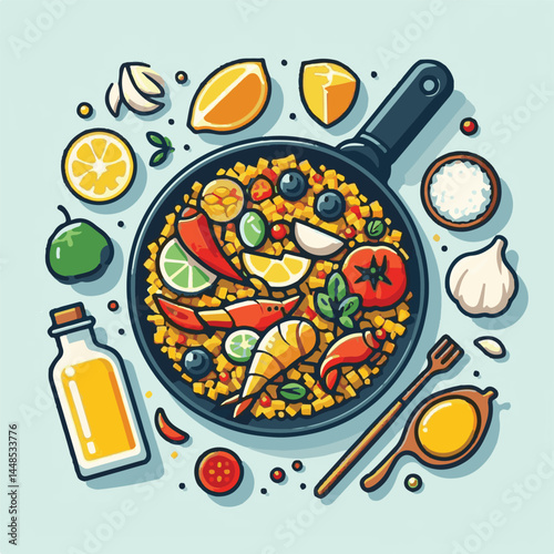 rice, paella, dish, meal, spanish, cuisine, food, seafood, pan, dinner, traditional, shrimp, mediterranean, spain, cooking, prawn, vegetable, cooked, background, plate, mussel, gourmet, shellfish, res