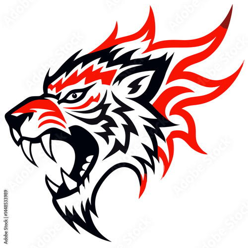 Wallpaper Mural Powerful Roaring Animal Head Emblem Torontodigital.ca