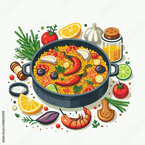 rice, paella, dish, meal, spanish, cuisine, food, seafood, pan, dinner, traditional, shrimp, mediterranean, spain, cooking, prawn, vegetable, cooked, background, plate, mussel, gourmet, shellfish, res