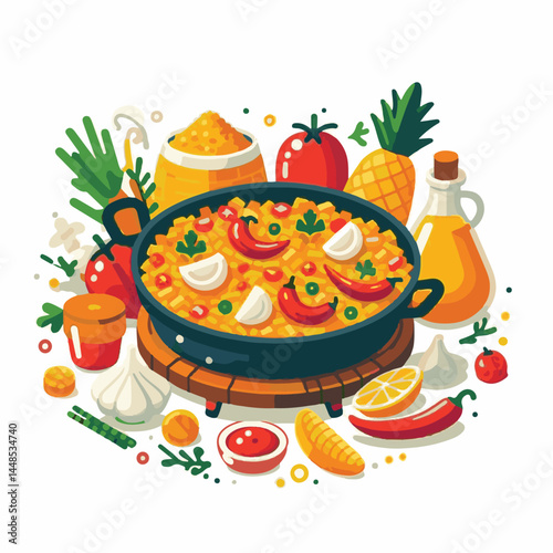 rice, paella, dish, meal, spanish, cuisine, food, seafood, pan, dinner, traditional, shrimp, mediterranean, spain, cooking, prawn, vegetable, cooked, background, plate, mussel, gourmet, shellfish, res