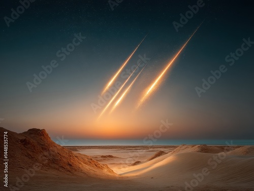 Celestial Wonder Immersive Astronomical Landscape Capturing Meteor Shower Dynamics - Breathtaking Dark Sky Tourism and Cosmic Experience Marketing