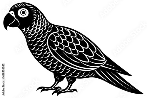 Cute Bird Vector Line Art Illustration – Clipart, Logo Icon, Black and White Bird Drawing