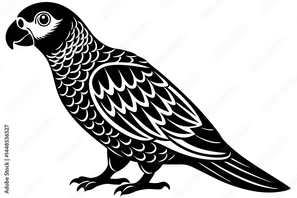 Fototapeta premium Cute Bird Vector Line Art Illustration – Clipart, Logo Icon, Black and White Bird Drawing