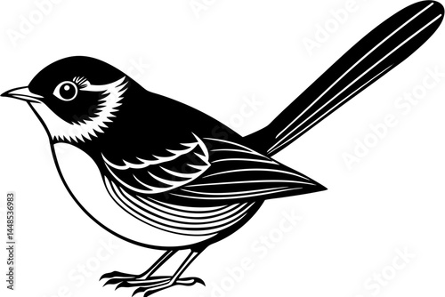 Cute Bird Vector Line Art Illustration – Clipart, Logo Icon, Black and White Bird Drawing