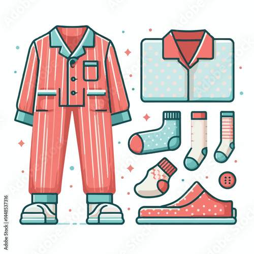 bed, home, sleep, pajamas, pajama, bedroom, child, woman, night, happy, sleepwear, young, female, lifestyle, girl, nightwear, clothes, kid, illustration, morning, rest, clothing, vector, person, white
