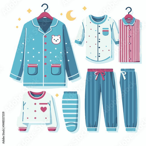 bed, home, sleep, pajamas, pajama, bedroom, child, woman, night, happy, sleepwear, young, female, lifestyle, girl, nightwear, clothes, kid, illustration, morning, rest, clothing, vector, person, white