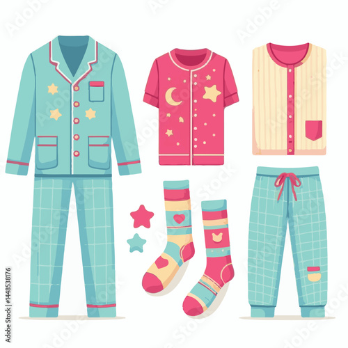 bed, home, sleep, pajamas, pajama, bedroom, child, woman, night, happy, sleepwear, young, female, lifestyle, girl, nightwear, clothes, kid, illustration, morning, rest, clothing, vector, person, white