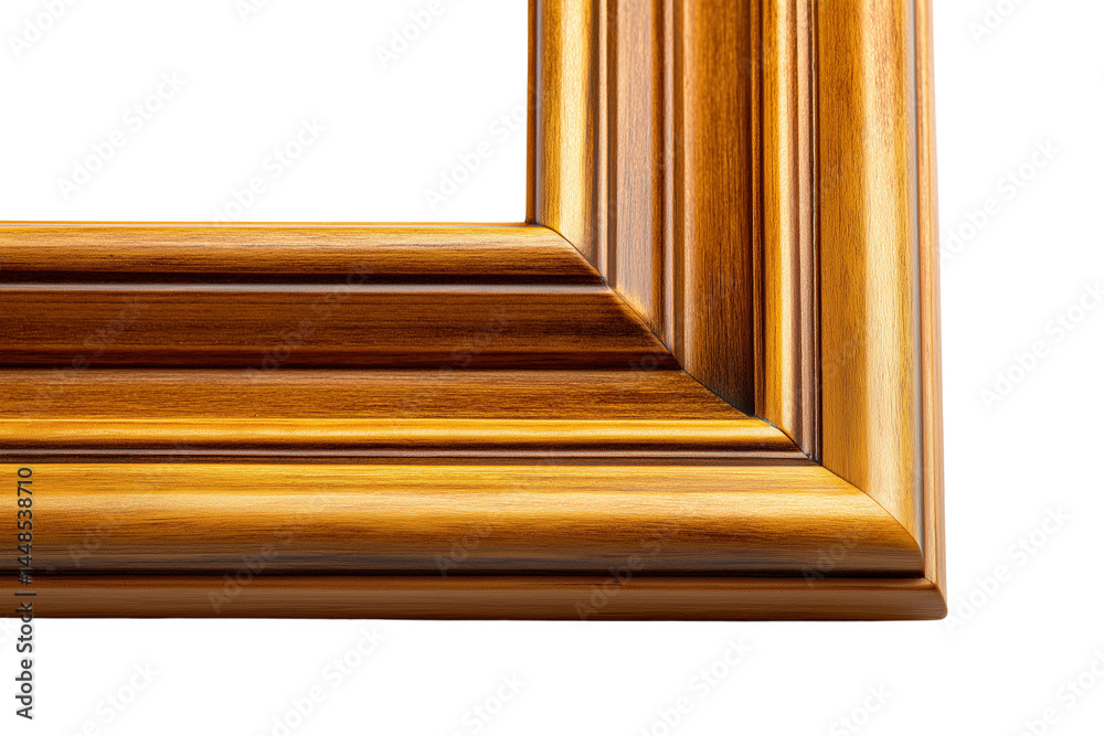 Fototapeta premium Decorative Wooden Window Frame with Intricate Edge Design in Polished Finish Isolated on transparent Background