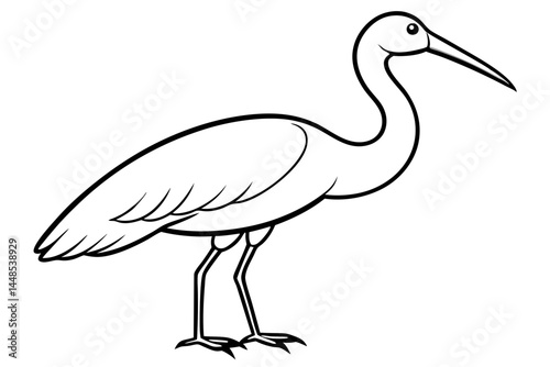 Cute Bird Vector Line Art Illustration – Clipart, Logo Icon, Black and White Bird Drawing