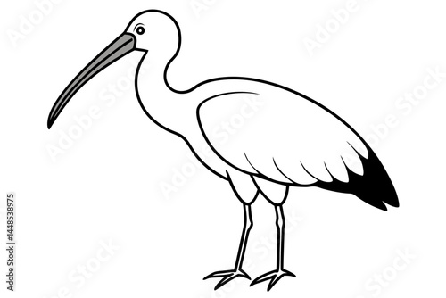 Cute Bird Vector Line Art Illustration – Clipart, Logo Icon, Black and White Bird Drawing