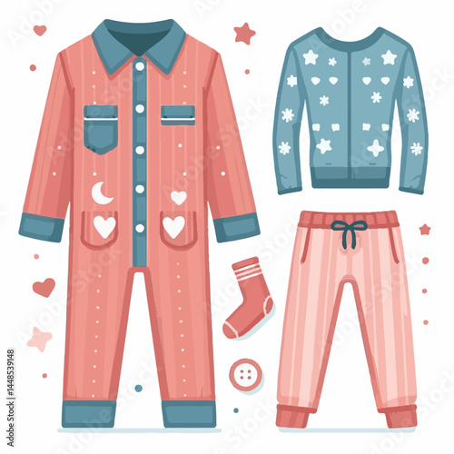 bed, home, sleep, pajamas, pajama, bedroom, child, woman, night, happy, sleepwear, young, female, lifestyle, girl, nightwear, clothes, kid, illustration, morning, rest, clothing, vector, person, white