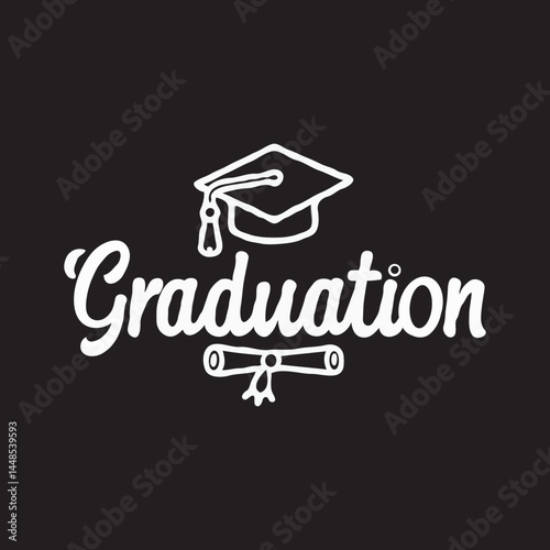 A simple graduation design with a graduation cap and diploma.