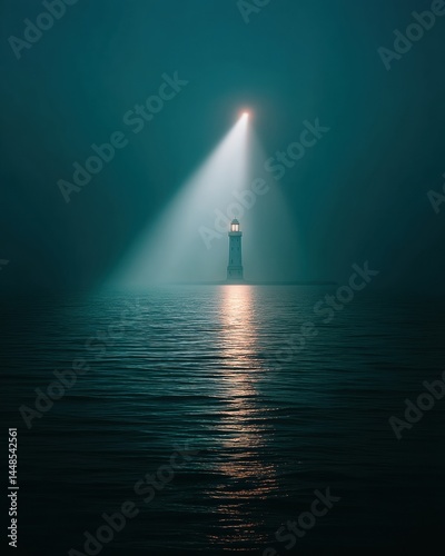 Navigational Resilience Cinematic Maritime Safety Beacon Illuminating Dark Oceanic Depths - Technological Guidance in Extreme Environmental Conditions