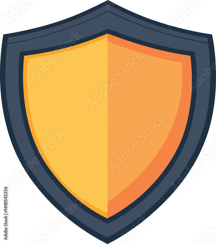 Flat Shield Icon with Orange Center and Dark Blue Outline Protection, Security, and Emblem Concept