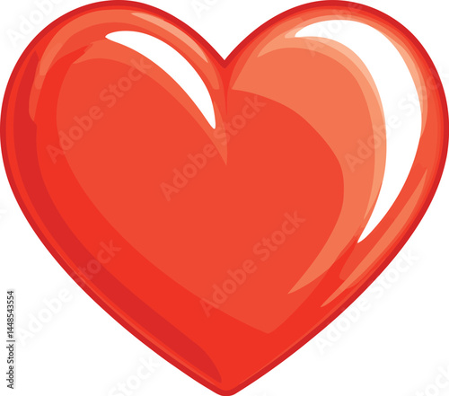3D Glossy Red Heart Icon on White Background Love, Romance, and Emotion Concept