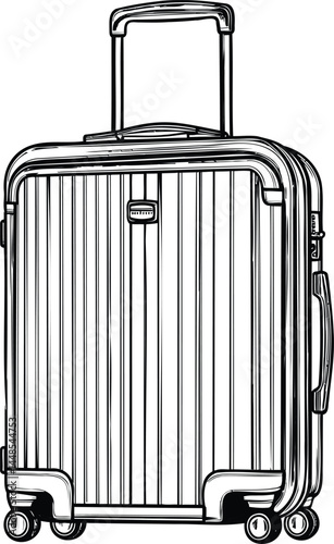 Black Luggage Suitcase Icon with Telescoping Handle and Wheels Travel, Vacation, and Luggage Concept