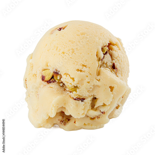 Obraz na płótnie Isolated scoop of roasted pistachio cardamom ice cream exotic flavor w salonie