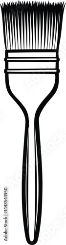 Black Paintbrush Icon with Fine Bristles on White Background Art, Creativity, and Painting Tool Concept