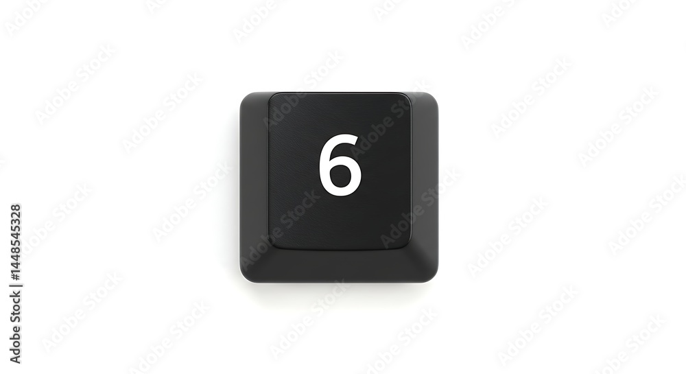 Close-up of a single black keyboard key with the number six Close-up of a single black keyboard key with the number six